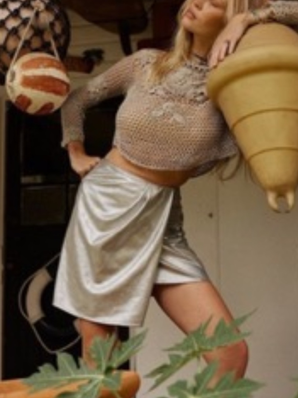 Chasing Unicorns La Isla Bonita Leather Wrap Skirt, Silver Small